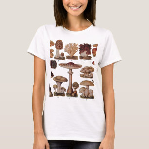 Camiseta Impresión botánica de la familia de champiñones