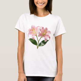 Camiseta Impresión botánica Pastel Pink Lily