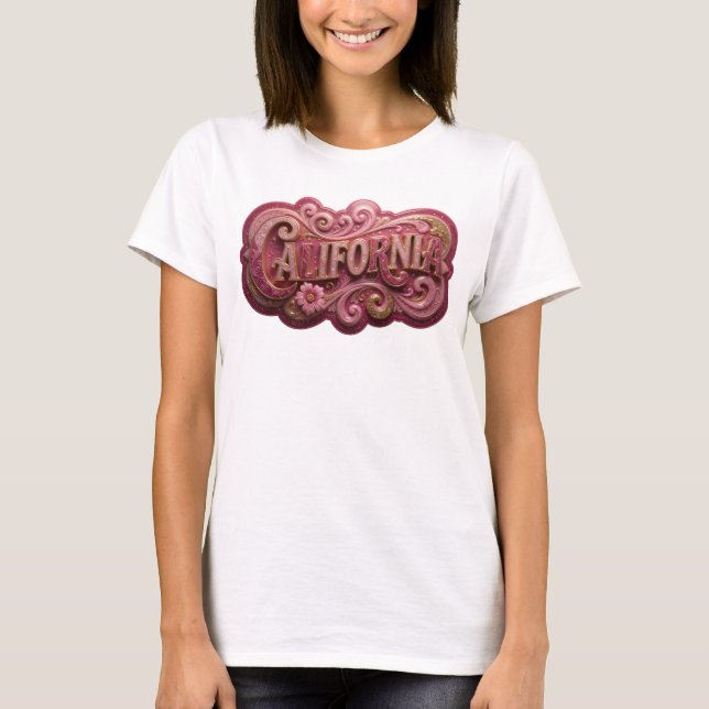 Camiseta Impresión CALIFORNIA de oro intenso (Anverso)