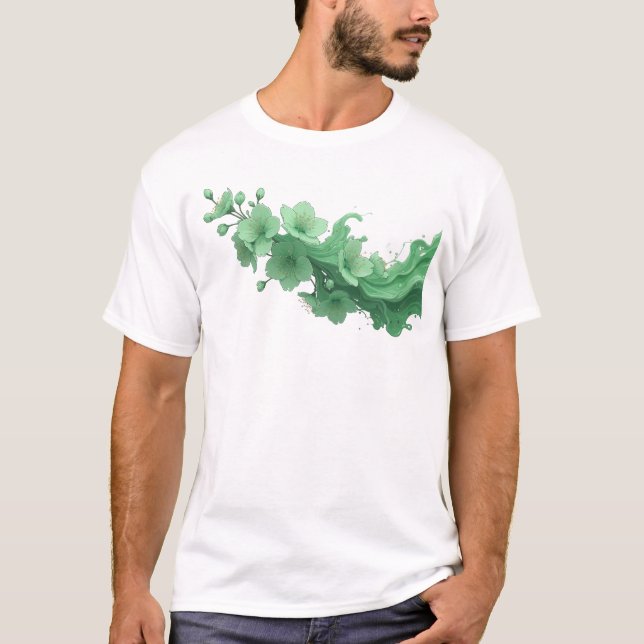 Camiseta Impresión creativa de FLOR ABSTRACTA única (Anverso)