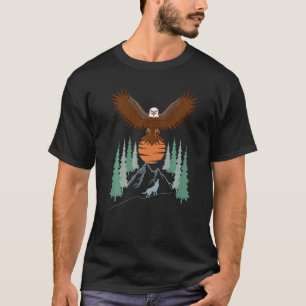 Camiseta Impresión de águila calva en el ave lobo de montañ