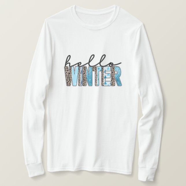Camiseta Impresión de animales de invierno azul divertido (Anverso del diseño)