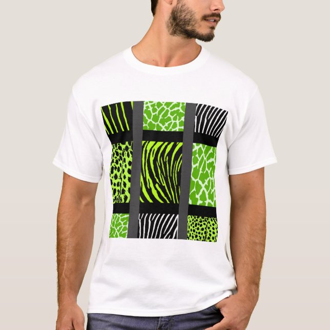 Camiseta Impresión de animales mixtos Lime Green (Anverso)