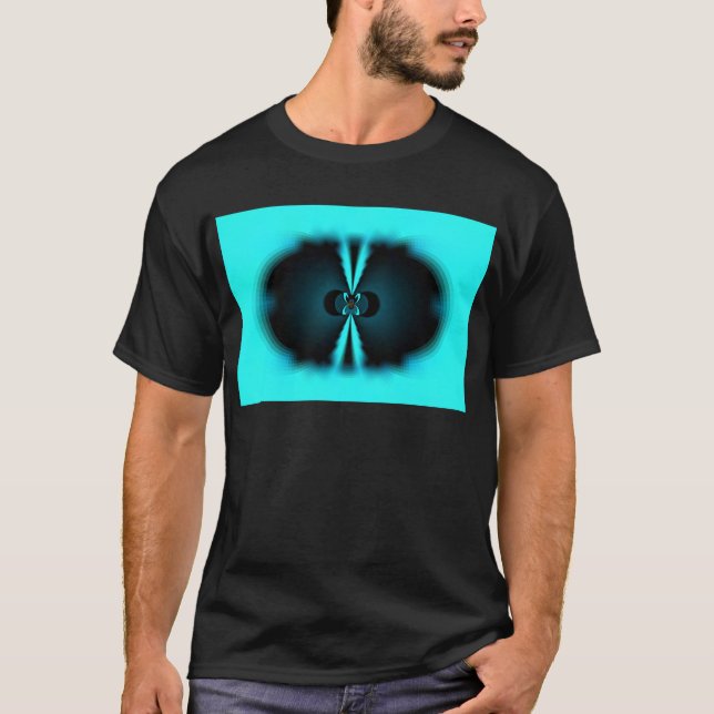 Camiseta Impresión de arte abstracto de cian y negro (Anverso)