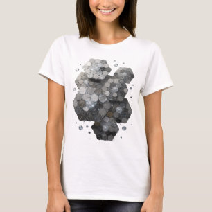 Camiseta Impresión de arte abstracto de plata elegante