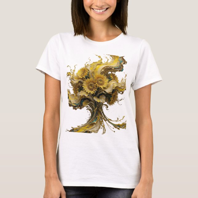 Camiseta Impresión de arte abstracto en oro Statement (Anverso)