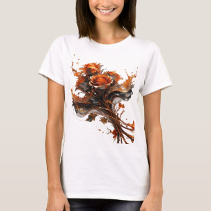 Camiseta Impresión de arte abstracto naranja dinámico