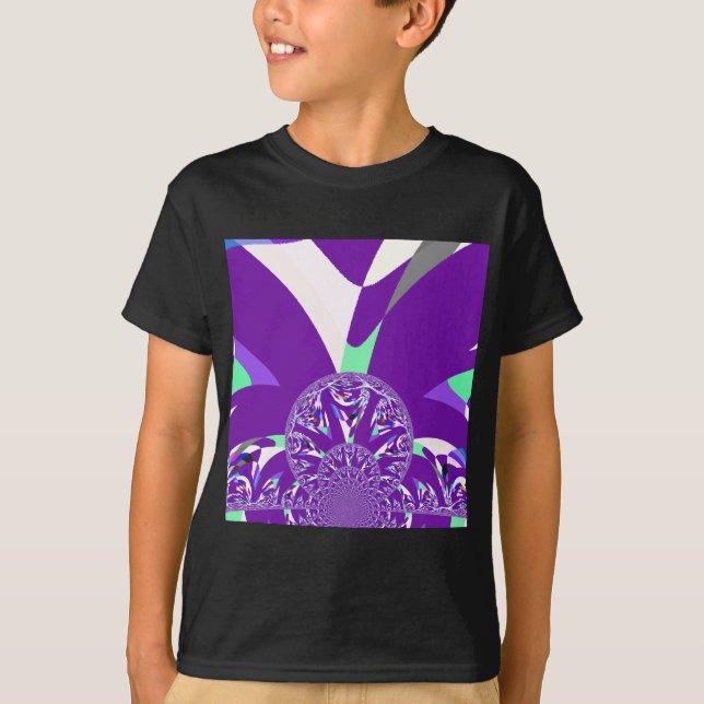 Camiseta Impresión de arte azul cian kaleidoscope (Anverso)
