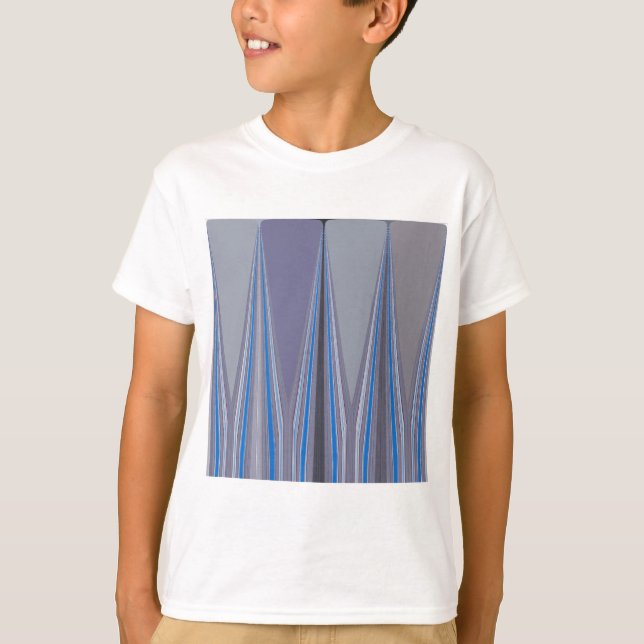 Camiseta Impresión de arte azul, púrpura y gris en chevron (Anverso)