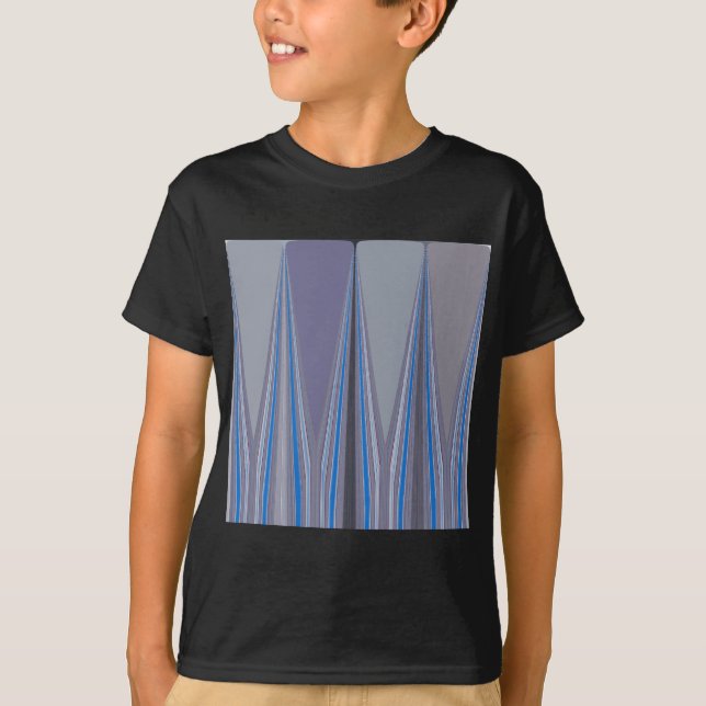 Camiseta Impresión de arte azul, púrpura y gris en chevron (Anverso)
