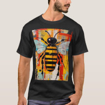 Impresión de arte de abeja colorida en la pared de