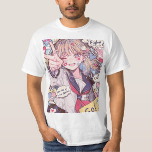 Camiseta Impresión de arte de Anime Schogirl motivadora
