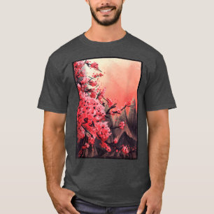 Camiseta Impresión de arte de bloques de madera de cerezo S