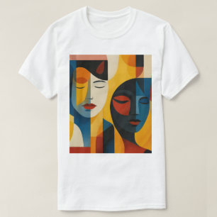 Camiseta Impresión de arte de caras abstractas, retrato dob