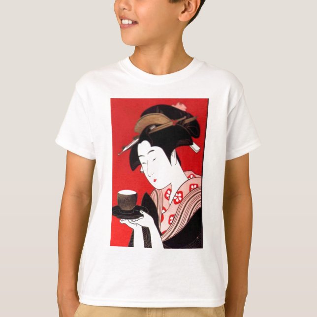 Camiseta Impresión de arte de ceremonias de té Lady japones (Anverso)