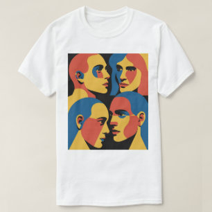 Camiseta Impresión de arte de cuadrícula de caras abstracta