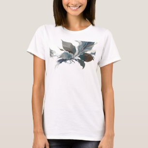 Camiseta Impresión de arte de hojas abstractas plateadas el