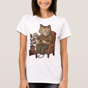 Camiseta Impresión de arte de jardín de gatos caprichosos -