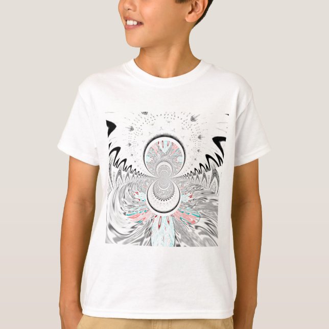 Camiseta Impresión de arte de Kaleidoscope en escala de gri (Anverso)
