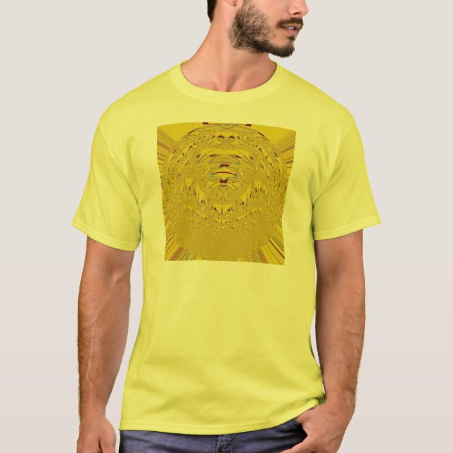 Camiseta Impresión de arte de la cabeza del león dorado (Anverso)
