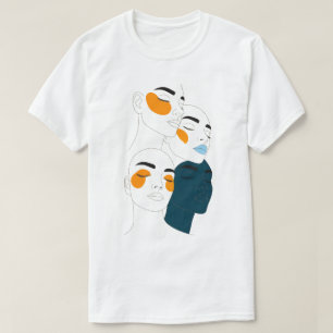Camiseta Impresión de arte de línea abstracta, cuatro caras