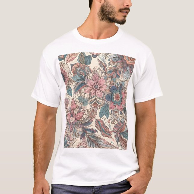 Camiseta Impresión de arte de patrón de manala floral de Bo (Anverso)