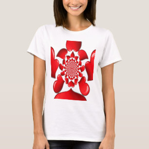 Camiseta Impresión de arte de patrones románticos de corazo