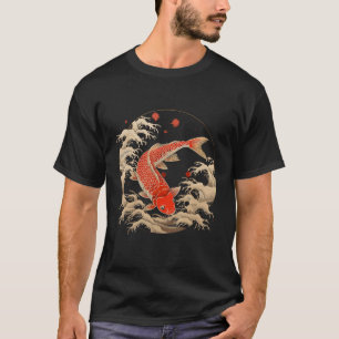 Camiseta Impresión de arte de pescado japonés Koi