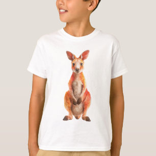 Camiseta Impresión de arte de retrato de canguro rojo vibra