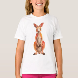 Camiseta Impresión de arte de retrato de canguro rojo vibra