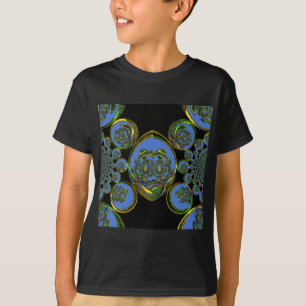 Camiseta Impresión de arte en Kaleidoscope azul y amarillo
