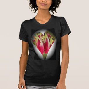 Camiseta Impresión de arte floral cardíaco