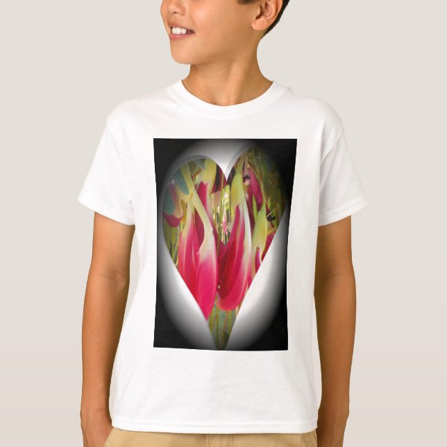 Camiseta Impresión de arte floral cardíaco (Anverso)