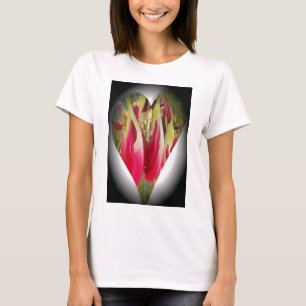 Camiseta Impresión de arte floral cardíaco