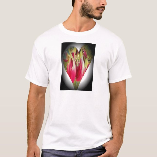 Camiseta Impresión de arte floral cardíaco (Anverso)