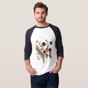 Camiseta Impresión de arte floral seco Minimalista Boho