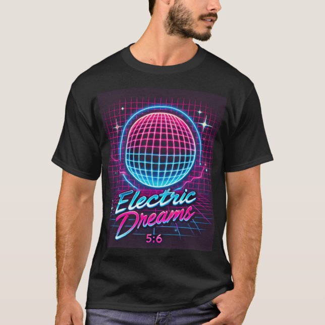 Camiseta Impresión de arte futurista retro con sueños eléct (Anverso)