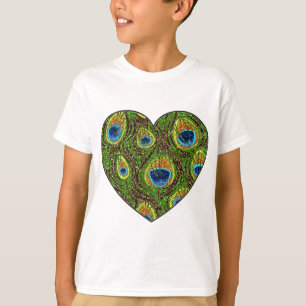 Camiseta Impresión de arte Purpurinoso de plumas de pavo re