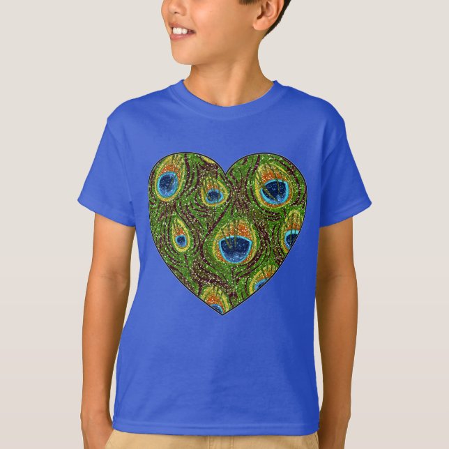 Camiseta Impresión de arte Purpurinoso de plumas de pavo re (Anverso)