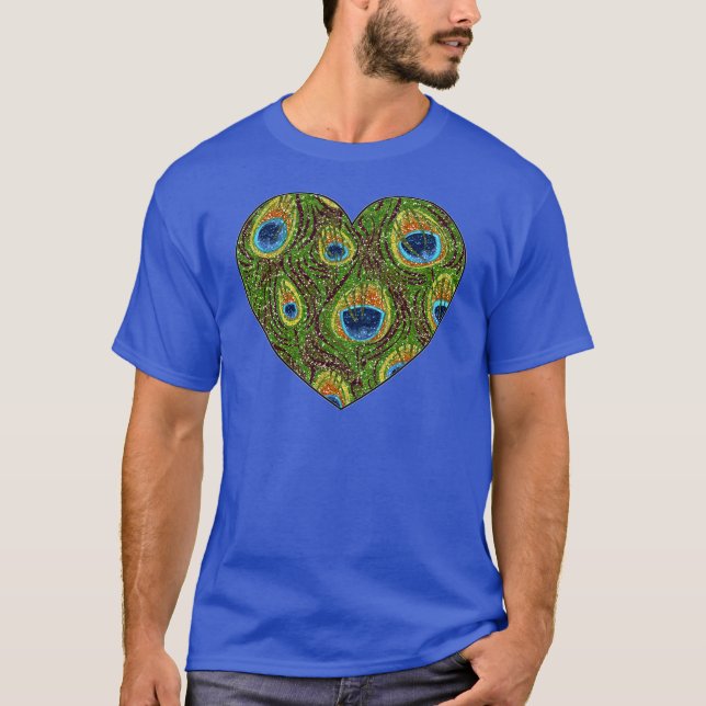 Camiseta Impresión de arte Purpurinoso de plumas de pavo re (Anverso)