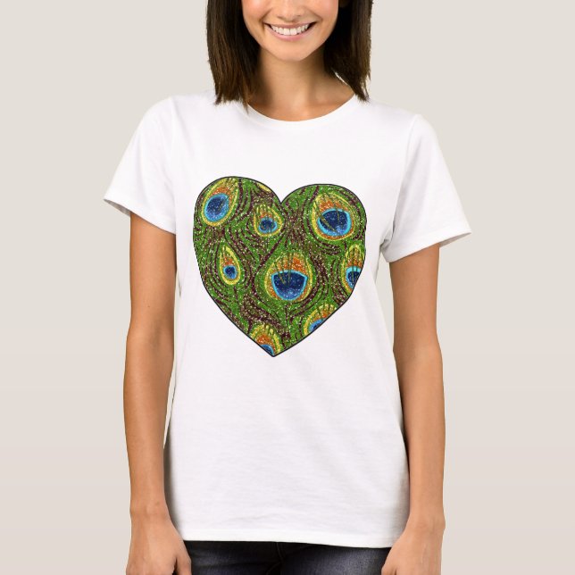 Camiseta Impresión de arte Purpurinoso de plumas de pavo re (Anverso)