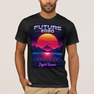 Camiseta Impresión de arte retro neón Futuro 2080