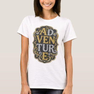 Camiseta Impresión de aventura en oro de moda