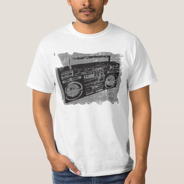 CAMISETA IMPRESIÓN DE BOOMBOX DE RETRO 80. (Anverso)