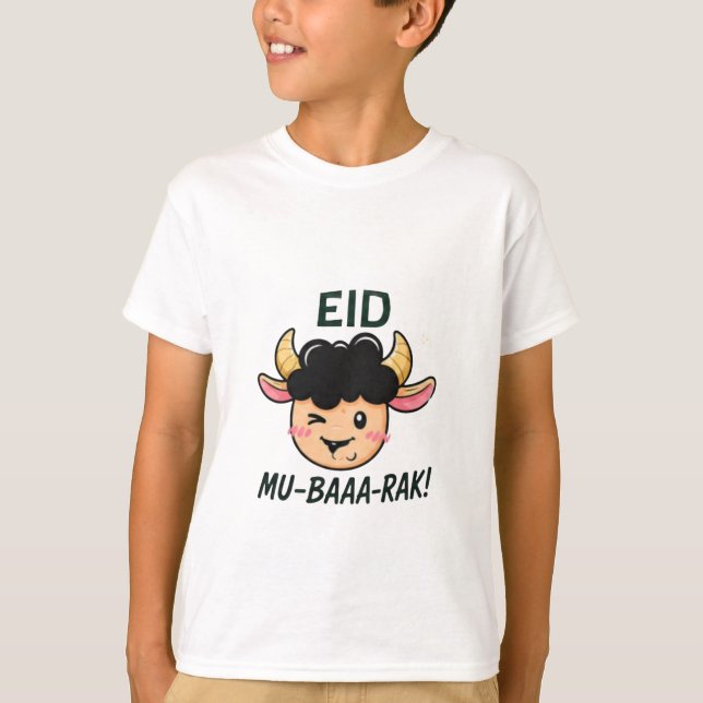 Camiseta Impresión de cabra de Eid de dibujos animados (Anverso)