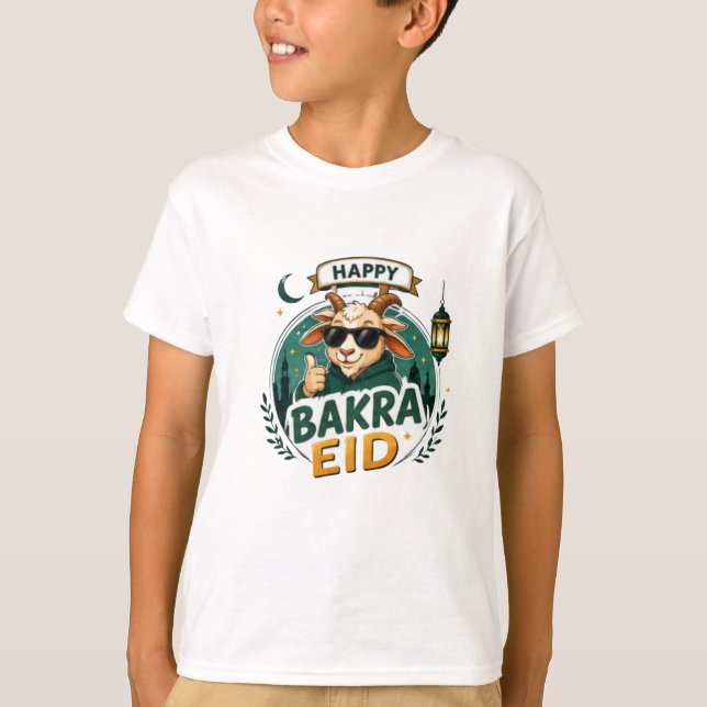 Camiseta Impresión de cabra de Eid de dibujos animados (Anverso)