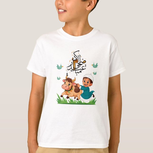 Camiseta Impresión de cabra de Eid de dibujos animados (Anverso)