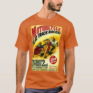 Camiseta Impresión de Carreras de Vintage MOTORCYCLE FLAT T