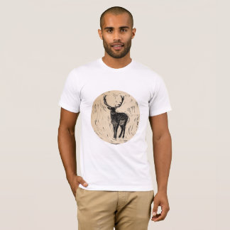 Camiseta Impresión de ciervos rusos en negro y blanco