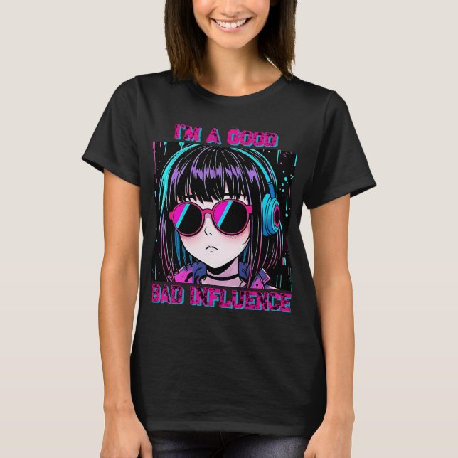 Camiseta Impresión de cita rosa y azul  (Anverso)